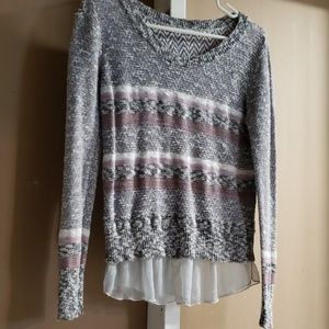 Womens M peplum sweater w chiffon hem